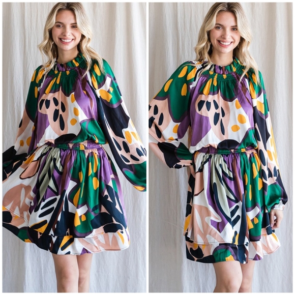 LAST 1 ! JODIFL Sophisticated Chic Satin Long Sleeves Short Dress - Picture 4 of 6